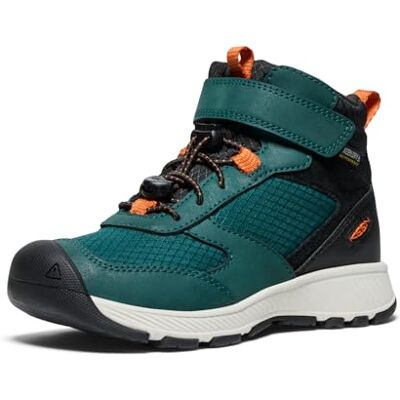 KEEN Unisex-Child Skua Mid Waterproof Hiking Boots, Ponderosa Pine/Gold Flame, 36 KEEN Unisex-Child Skua Mid Waterproof Hiking Boots, Ponderosa Pine/Gold Flame, 36