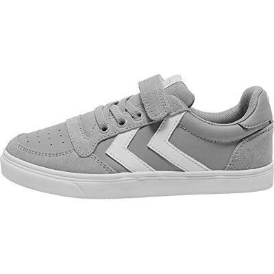 hummel Kids Slimmer Stadil Leather Low Sneaker, Grey, Size 26 hummel Kids Slimmer Stadil Leather Low Sneaker, Grey, Size 26