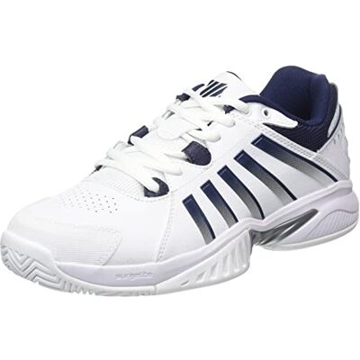 K-Swiss Herren Receiver V Tennisschuh, White Peacoat Silver, 41 EU Schmal K-Swiss Herren Receiver V Tennisschuh, White Peacoat Silver, 41 EU Schmal