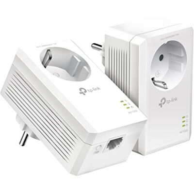 TP-Link Powerline Adapter Set TL-PA7017P KIT(1000Mbit/s, mit Steckdose, Gigabit-Port, Plug&Play, Kompatibel mit HomePlug AV/AV2 Powerline Adaptern, Ideal für Media-Streaming) TP-Link Powerline Adapter Set TL-PA7017P KIT(1000Mbit/s, mit Steckdose, Gigabit-Port, Plug&Play, Kompatibel mit HomePlug AV/AV2 Powerline Adaptern, Ideal für Media-Streaming)