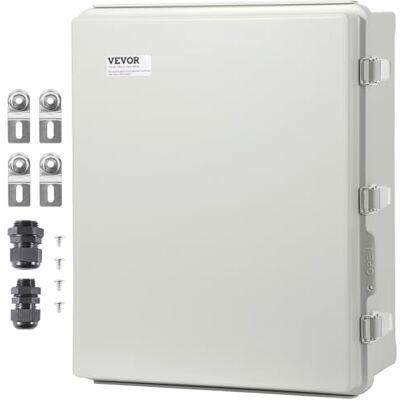 VEVOR Abzweigkasten 530 x 430 x 200 mm, Elektrogehäusekasten aus ABS-Kunststoff mit Scharnierdeckel, Edelstahlverschluss, IP67 staubdicht und wasserdicht für elektrische Projekte im Freien VEVOR Abzweigkasten 530 x 430 x 200 mm, Elektrogehäusekasten aus ABS-Kunststoff mit Scharnierdeckel, Edelstahlverschluss, IP67 staubdicht und wasserdicht für elektrische Projekte im Freien