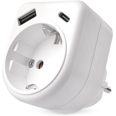 EMOS Schuko-Steckdosenadapter mit USB Outputs einfache Steckdose mit USB A und C Anschluss, max. 3 A/15 W für Innenbereich (IP20) 250V/16 A/3680 W weiß EMOS Schuko-Steckdosenadapter mit USB Outputs einfache Steckdose mit USB A und C Anschluss, max. 3 A/15 W für Innenbereich (IP20) 250V/16 A/3680 W weiß