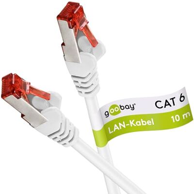 goobay 92763 CAT 6 Kabel Lan Netzwerkkabel für Gigabit Ethernet S-FTP doppelt geschirmtes Patchkabel mit RJ45 Stecker, 10m, Weiß goobay 92763 CAT 6 Kabel Lan Netzwerkkabel für Gigabit Ethernet S-FTP doppelt geschirmtes Patchkabel mit RJ45 Stecker, 10m, Weiß