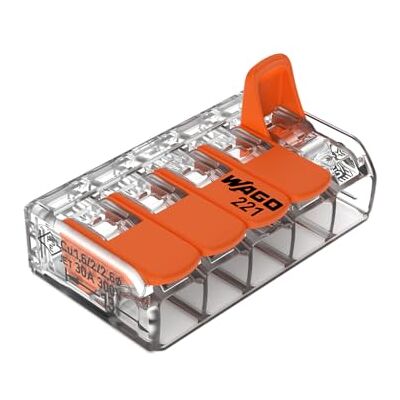 WAGO 1x or 10x 221-615 COMPACT Verbindungsklemme mit Betätigungshebel 5-fach Hebelklemme Dosenklemme 0,5-6 qmm WAGO 1x or 10x 221-615 COMPACT Verbindungsklemme mit Betätigungshebel 5-fach Hebelklemme Dosenklemme 0,5-6 qmm
