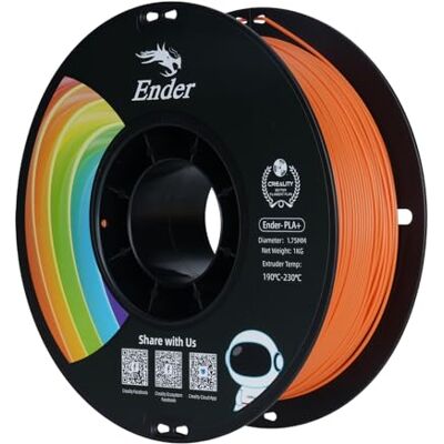 Creality Ender PLA+ Filament für 3D-Drucker, 1,75mm 3D Druck Filament, 1kg Spule, Maßgenauigkeit +/- 0,02mm, passend für die meisten FDM 3D Drucker, Orange Creality Ender PLA+ Filament für 3D-Drucker, 1,75mm 3D Druck Filament, 1kg Spule, Maßgenauigkeit +/- 0,02mm, passend für die meisten FDM 3D Drucker, Orange