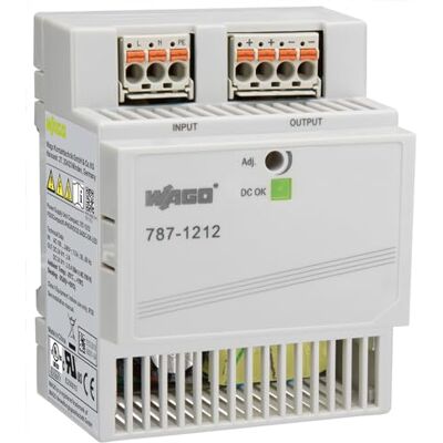 WAGO Compact Stromversorgung 787-1212 1-phasig, Power supply Primär getaktet, Hutschienen-Netzteil (DIN-Rail), DC 24 V, 2,5 A, DC-OK LED WAGO Compact Stromversorgung 787-1212 1-phasig, Power supply Primär getaktet, Hutschienen-Netzteil (DIN-Rail), DC 24 V, 2,5 A, DC-OK LED