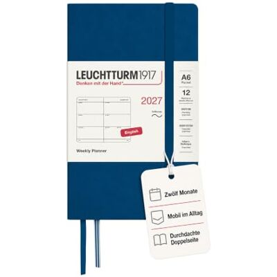 LEUCHTTURM1917 Wochenkalender 2027 Pocket (A6) Englisch, Indigo, Softcover, 90 x 150 mm, 12 Monate Januar-Dezember 2027, 1 Woche pro Doppelseite, 80 g/m² Papier mit hoher Tintenverträglichkeit LEUCHTTURM1917 Wochenkalender 2027 Pocket (A6) Englisch, Indigo, Softcover, 90 x 150 mm, 12 Monate Januar-Dezember 2027, 1 Woche pro Doppelseite, 80 g/m² Papier mit hoher Tintenverträglichkeit
