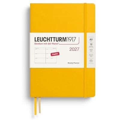 LEUCHTTURM1917 Wochenkalender 2027 Medium (A5) Englisch, Sunflower, Hardcover, 145 x 210 mm, 12 Monate Januar-Dezember 2027, 1 Woche pro Doppelseite, 80 g/m² Papier mit hoher Tintenverträglichkeit LEUCHTTURM1917 Wochenkalender 2027 Medium (A5) Englisch, Sunflower, Hardcover, 145 x 210 mm, 12 Monate Januar-Dezember 2027, 1 Woche pro Doppelseite, 80 g/m² Papier mit hoher Tintenverträglichkeit