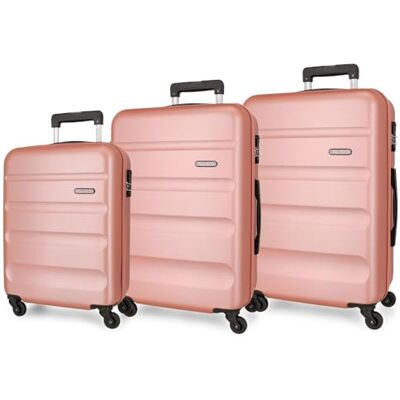 Roll Road Flex Kofferset Nude 55/65/75 cm, starr ABS-Kunststoff, seitlicher Kombinationsverschluss, 182 l, 9,5 kg, 4 Rollen, Rosa, Talla única, Kofferset Roll Road Flex Kofferset Nude 55/65/75 cm, starr ABS-Kunststoff, seitlicher Kombinationsverschluss, 182 l, 9,5 kg, 4 Rollen, Rosa, Talla única, Kofferset
