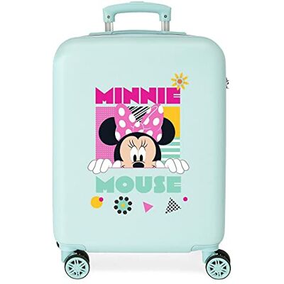 Disney Minnie Geometrischer türkisfarbener Kabinenkoffer 38 x 55 x 20 cm, starres ABS, seitliches Zahlenschloss, 35 l, 2 kg, 4 Doppelrollen, Handgepäck Disney Minnie Geometrischer türkisfarbener Kabinenkoffer 38 x 55 x 20 cm, starres ABS, seitliches Zahlenschloss, 35 l, 2 kg, 4 Doppelrollen, Handgepäck
