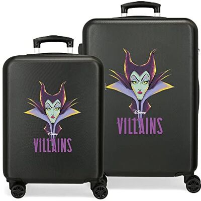 Disney Villains Maleficent Kofferset, Schwarz, 55/65 cm, starres ABS, seitliches Zahlenschloss, 56 l, 6 kg, 4 Doppelrollen, Handgepäck Disney Villains Maleficent Kofferset, Schwarz, 55/65 cm, starres ABS, seitliches Zahlenschloss, 56 l, 6 kg, 4 Doppelrollen, Handgepäck