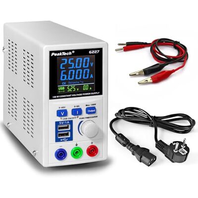 PeakTech P 6227 – DC Labornetzteil 0-60V/0-6 A LCD Anzeige, Labor Netzgerät inkl. 2x USB Port, Netzteil mit regelbarer Ausgangsspannung, Labornetzgerät Betriebsspannung 115-240V AC 50-60Hz EN 61010-1 PeakTech P 6227 – DC Labornetzteil 0-60V/0-6 A LCD Anzeige, Labor Netzgerät inkl. 2x USB Port, Netzteil mit regelbarer Ausgangsspannung, Labornetzgerät Betriebsspannung 115-240V AC 50-60Hz EN 61010-1