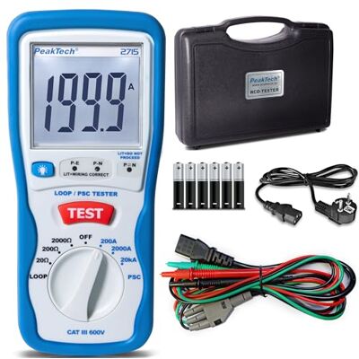 PeakTech P 2715 – Digitaler PSC Schleifentester mit LCD-Display – Hochwertiges Schleifenimpedanz Messgerät mit doppelt isoliertem Gehäuse – Loop Tester mit Hitze- & Überlastungsschutz – CAT III 600 V PeakTech P 2715 – Digitaler PSC Schleifentester mit LCD-Display – Hochwertiges Schleifenimpedanz Messgerät mit doppelt isoliertem Gehäuse – Loop Tester mit Hitze- & Überlastungsschutz – CAT III 600 V