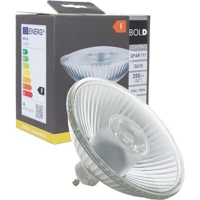 BOLD Lighting QPAR 111 (ES 111) LED GU10 Reflektor-Leuchtmittel (350 Lumen 4 W entsprechen 32 W 2700k warmweiß 15.000 Std. Laufzeit), Aluminium BOLD Lighting QPAR 111 (ES 111) LED GU10 Reflektor-Leuchtmittel (350 Lumen 4 W entsprechen 32 W 2700k warmweiß 15.000 Std. Laufzeit), Aluminium