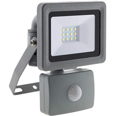 Elexity Projecteur LED 10W Gris avec détecteur IP44 CE Elexity Projecteur LED 10W Gris avec détecteur IP44 CE