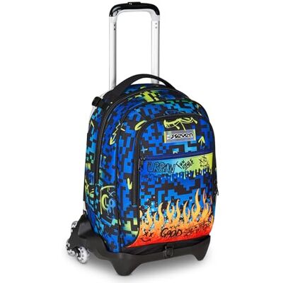Seven Trolley Jack Schulrucksack mit Rollen, Schulranzen 1 Klasse Junge, Trinkflaschenfach, doppelte Nutzung, abnehmbarer Rucksack, versenkbare Schultergurte, blau Seven Trolley Jack Schulrucksack mit Rollen, Schulranzen 1 Klasse Junge, Trinkflaschenfach, doppelte Nutzung, abnehmbarer Rucksack, versenkbare Schultergurte, blau