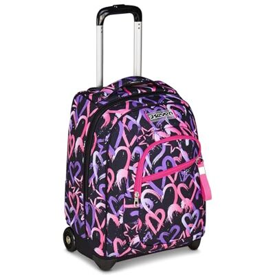Seven Schulranzen mit Rollen, Schulrucksack Mädchen 1. klasse, Rucksack mit Trolley Funktion, 2 in 1 Trolley, rosa Herzen Seven Schulranzen mit Rollen, Schulrucksack Mädchen 1. klasse, Rucksack mit Trolley Funktion, 2 in 1 Trolley, rosa Herzen