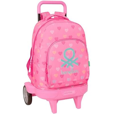 safta Benetton Heart Großer Rucksack mit Rädern, kompakt, abnehmbar, ideal für Kinder verschiedener Altersgruppen, bequem und vielseitig, Qualität und Widerstandsfähigkeit, 33 x 22 x 45 cm safta Benetton Heart Großer Rucksack mit Rädern, kompakt, abnehmbar, ideal für Kinder verschiedener Altersgruppen, bequem und vielseitig, Qualität und Widerstandsfähigkeit, 33 x 22 x 45 cm