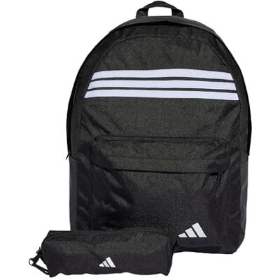 adidas Unisex Classic Unisex 3 Stripes Horizontal Backpack, Black/White/White, One size adidas Unisex Classic Unisex 3 Stripes Horizontal Backpack, Black/White/White, One size