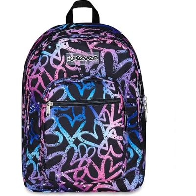 Seven Freethink Schulrucksack, Schulranzen 5 Klasse Mädchen, Trinkflaschenfach und Laptopfach, Gepolsterte Schultergurte, rosa/schwarz Seven Freethink Schulrucksack, Schulranzen 5 Klasse Mädchen, Trinkflaschenfach und Laptopfach, Gepolsterte Schultergurte, rosa/schwarz