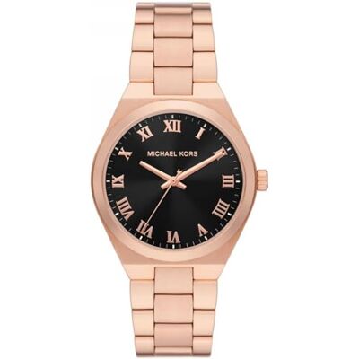 Michael Kors Lennox Watch für Damen, roségoldenes Quarz-Dreizeigerwerk mit Edelstahlarmband Michael Kors Lennox Watch für Damen, roségoldenes Quarz-Dreizeigerwerk mit Edelstahlarmband