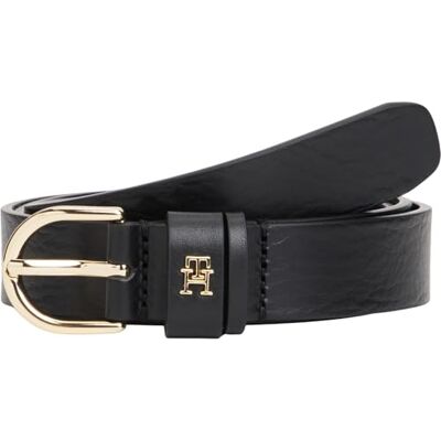 Tommy Hilfiger Damen Gürtel Essential Effortless 2,5 cm Ledergürtel, Schwarz (Black), 75 cm Tommy Hilfiger Damen Gürtel Essential Effortless 2,5 cm Ledergürtel, Schwarz (Black), 75 cm