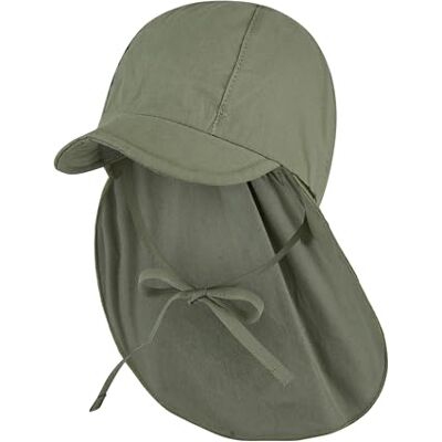 Sterntaler Unisex-Schirmmütze mit Nackenschutz und Bindebändern, Dunkelgrün, 53 Sterntaler Unisex-Schirmmütze mit Nackenschutz und Bindebändern, Dunkelgrün, 53