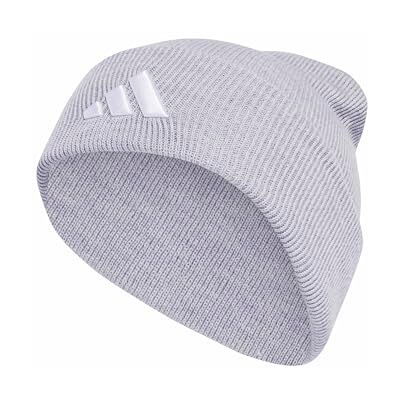 adidas Unisex New Logo Beanie Cuff Hat, Light Grey Heather/White, M-L adidas Unisex New Logo Beanie Cuff Hat, Light Grey Heather/White, M-L