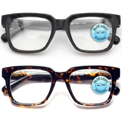 OPULIZE ERA Blaulichtfilterbrille für Damen Herren Klar Gläser Entspiegelt & Blendfrei 2er-Pack UV400-Schutz Großer rechteckiger Rahmen Computerbrillen Anti-Müdigkeit Schwarz Braun OPULIZE ERA Blaulichtfilterbrille für Damen Herren Klar Gläser Entspiegelt & Blendfrei 2er-Pack UV400-Schutz Großer rechteckiger Rahmen Computerbrillen Anti-Müdigkeit Schwarz Braun