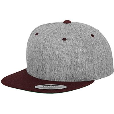 Flexfit Yupoong Unisex Kappe Classic Snapback 2-Tone, zweifarbige blanko Cap mit geradem Schirm, One Size Einheitsgröße für Männer und Frauen, Farbe h.grey/maroon Flexfit Yupoong Unisex Kappe Classic Snapback 2-Tone, zweifarbige blanko Cap mit geradem Schirm, One Size Einheitsgröße für Männer und Frauen, Farbe h.grey/maroon