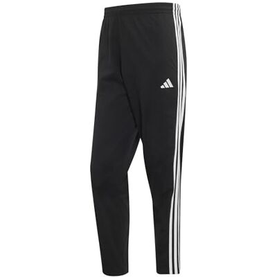 adidas Herren Essentials 3-Stripes Single Jersey Tapered Open Hem Pants, Black/White, M Extra Tall adidas Herren Essentials 3-Stripes Single Jersey Tapered Open Hem Pants, Black/White, M Extra Tall