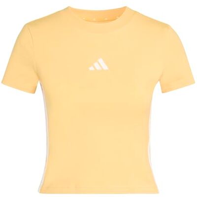 adidas Women's Essentials 3 Stripes Slim Baby T-Shirt, Semi Ice Tangerine/White, XS adidas Women's Essentials 3 Stripes Slim Baby T-Shirt, Semi Ice Tangerine/White, XS