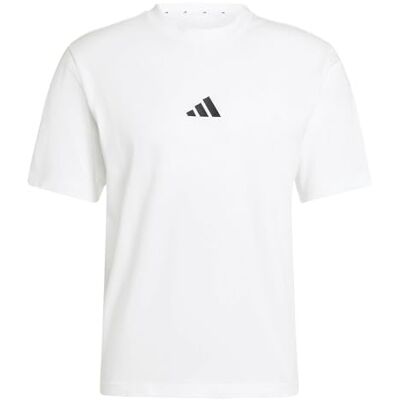 adidas Herren Essentials Small Logo Single Jersey Shirt, White/Black, XS adidas Herren Essentials Small Logo Single Jersey Shirt, White/Black, XS