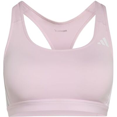 adidas Women's Optime Essentials Workout 3-Stripes Medium Support Bra, Clear pink/White, XS adidas Women's Optime Essentials Workout 3-Stripes Medium Support Bra, Clear pink/White, XS