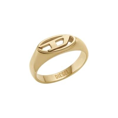 Diesel Herren Oval D Logo Goldfarbener Edelstahl Ring, DX15887109 Diesel Herren Oval D Logo Goldfarbener Edelstahl Ring, DX15887109