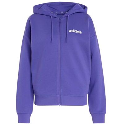 adidas Damen Essentials Linear Full Zip French Terry Hoodie Sweatshirt, Pure Purple/White, XXL adidas Damen Essentials Linear Full Zip French Terry Hoodie Sweatshirt, Pure Purple/White, XXL