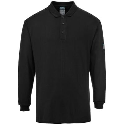 Portwest Flammhemmendes, antistatisches Langarm Poloshirt, Größe: S, Farbe: Schwarz, FR10BKRS Portwest Flammhemmendes, antistatisches Langarm Poloshirt, Größe: S, Farbe: Schwarz, FR10BKRS