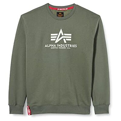 Alpha Herren Basic Pullover Sweatshirt, Blickdicht, Vintage Grün, XL Alpha Herren Basic Pullover Sweatshirt, Blickdicht, Vintage Grün, XL
