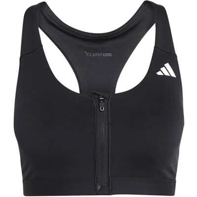 adidas Damen Optime Essentials Workout Zip-Front Medium Support Bra, Black, XL adidas Damen Optime Essentials Workout Zip-Front Medium Support Bra, Black, XL