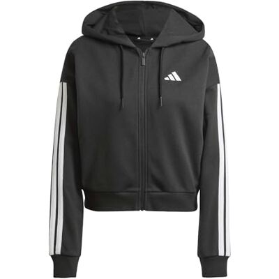 adidas Damen Essentials 3-Stripes French Terry Full Zip Hoodie Sweatshirt, Black/White, XXS adidas Damen Essentials 3-Stripes French Terry Full Zip Hoodie Sweatshirt, Black/White, XXS