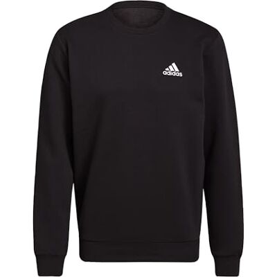adidas Herren Feelcozy Essentials Fleece Sweatshirt , Black / White, L adidas Herren Feelcozy Essentials Fleece Sweatshirt , Black / White, L