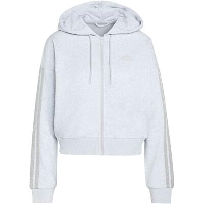 adidas Damen Essentials 3-Stripes French Terry Full Zip Hoodie Sweatshirt, Light Grey Heather/medium Grey Heather, XXS adidas Damen Essentials 3-Stripes French Terry Full Zip Hoodie Sweatshirt, Light Grey Heather/medium Grey Heather, XXS