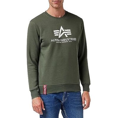 Alpha Herren Basic Sweater Für Sweatshirt, Dunkles Olivgrün (178302-142), XS EU Alpha Herren Basic Sweater Für Sweatshirt, Dunkles Olivgrün (178302-142), XS EU