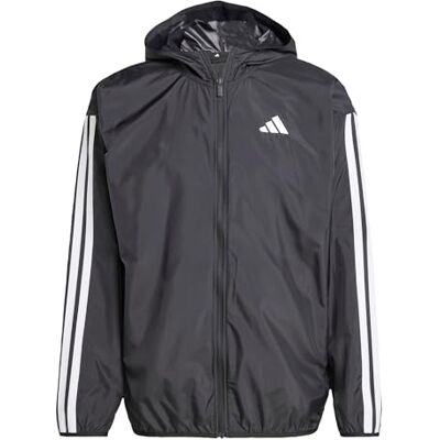 adidas Herren Essential Three Stripes Windbreaker Coat, Black/White, XS adidas Herren Essential Three Stripes Windbreaker Coat, Black/White, XS