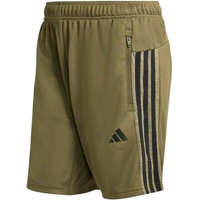 adidas Herren Workout Essentials All-Set 3-Stripes Knit Short Shorts, Olive strata/Black, L 5 inch adidas Herren Workout Essentials All-Set 3-Stripes Knit Short Shorts, Olive strata/Black, L 5 inch