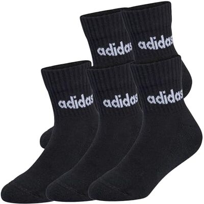 adidas Unisex Kinder Linear Kids Ankle Socks 5Pp, black/black/black/black, 34-36 adidas Unisex Kinder Linear Kids Ankle Socks 5Pp, black/black/black/black, 34-36