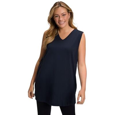 Ulla Popken Damen Top, V-Ausschnitt, Relaxed, Ärmellos, Baumwolle T-Shirt Ulla Popken Damen Top, V-Ausschnitt, Relaxed, Ärmellos, Baumwolle T-Shirt