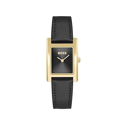 Boss Zwei-Zeiger-Quarzwerk-Uhr für Damen Kollektion Lucy mit Schwarzes Lederarmband 1502742 Boss Zwei-Zeiger-Quarzwerk-Uhr für Damen Kollektion Lucy mit Schwarzes Lederarmband 1502742