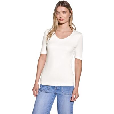 Street One Damen Basic T-Shirt mit blickdichter Front Street One Damen Basic T-Shirt mit blickdichter Front