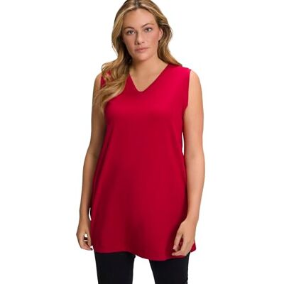 Ulla Popken Damen Top, V-Ausschnitt, Relaxed, Ärmellos, Baumwolle T-Shirt Ulla Popken Damen Top, V-Ausschnitt, Relaxed, Ärmellos, Baumwolle T-Shirt